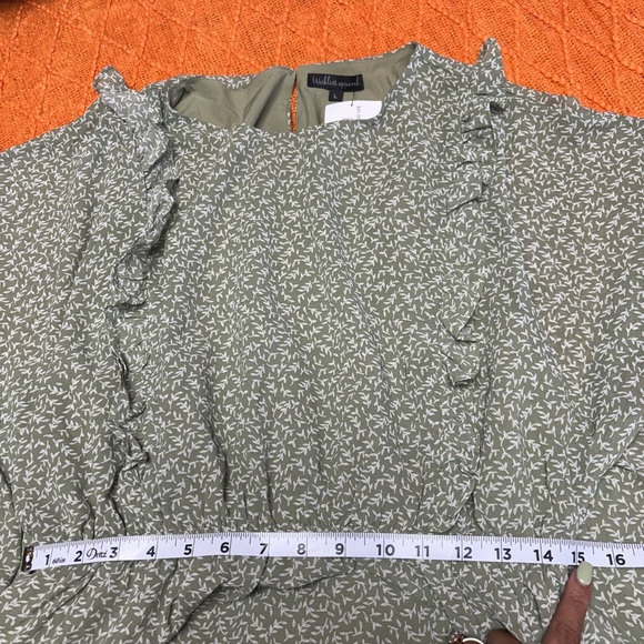 Wishlist Green Ruffled Smocked Mini Dress - Picture 3 of 6